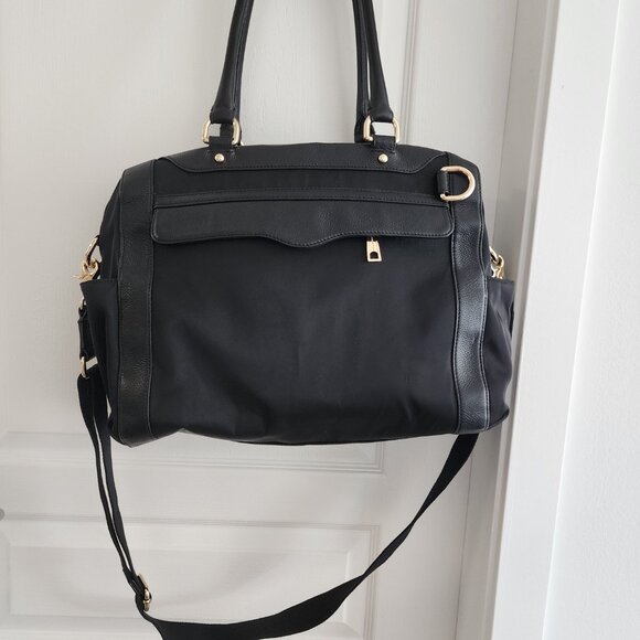 Rebecca Minkoff Black Knocked Up Black Nylon/Leather Diaper Bag with gold hardwa - Picture 3 of 12